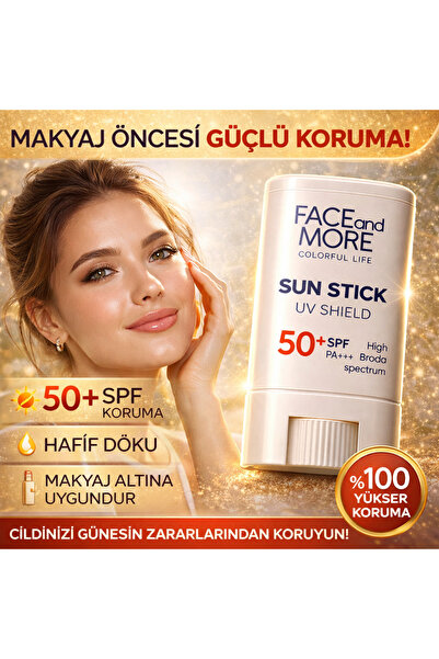 Face and More SPF 50+ Güneş Koruyucu Sun Stick UV Shield Güneş Kremi