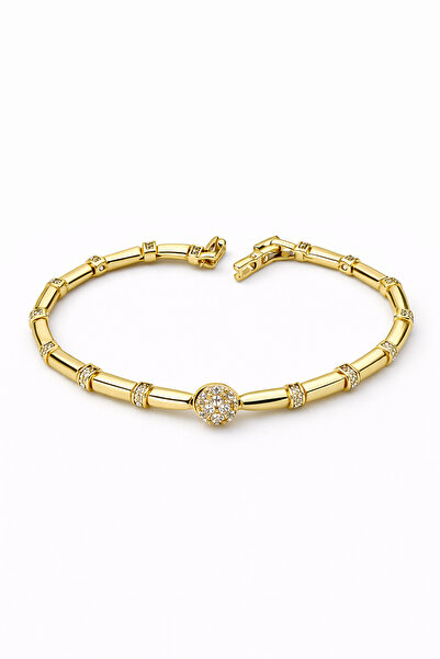LEROSY CO. Zircon Stone Bone Bracelet Stainless Steel Gold