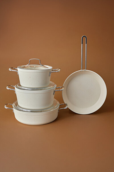 Emsan Biogranit White Stone 7-предметний набір каструль і сковорідок