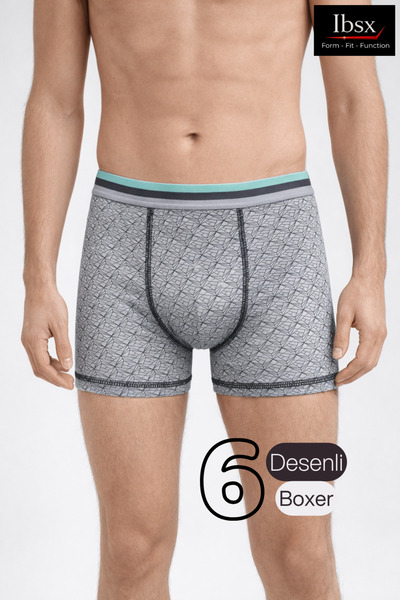 IBSX Premium Men's Boxer Set - 6-Piece Printed Combed Cotton, Lycra, Elastic ...