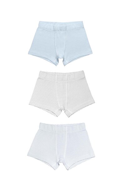 OrganicKid Cotton Erkek Çocuk Mavi/Gri Boxer Set 3'lü