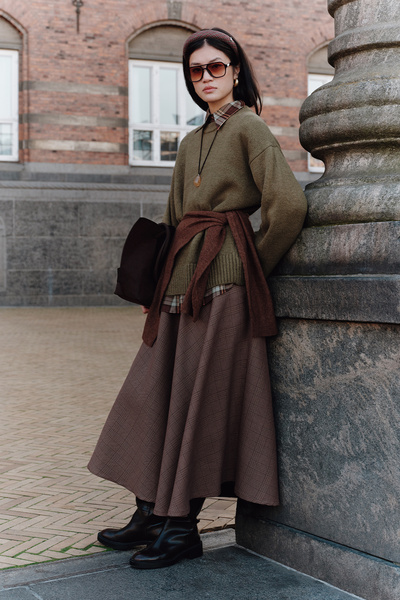 Manuka EKOSE DESENLİ GENİŞ ETEK BORDO