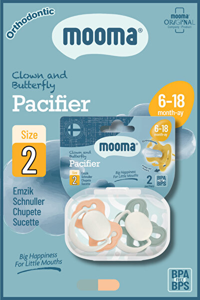 MOOMA Clown & Butterfly Silikon Emzik 2’li No:2 (6–18 Ay) – BPA & BPS İçermez...
