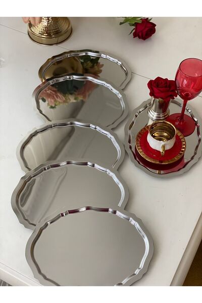 Stainless Steel Oval Wavy Model 6 Serving and Serving Trays 20*25 Cm
