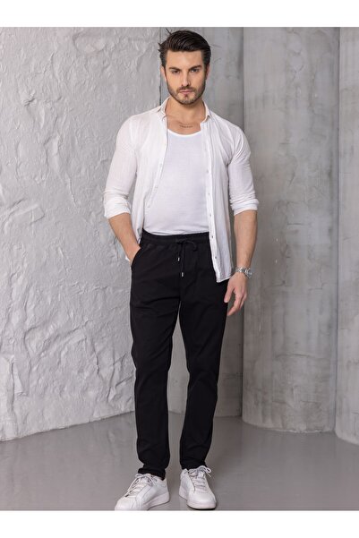 blayn jeans Men's Black Jogger Pants – Relaxed Fit, Lace-Up, Transitional Cas...