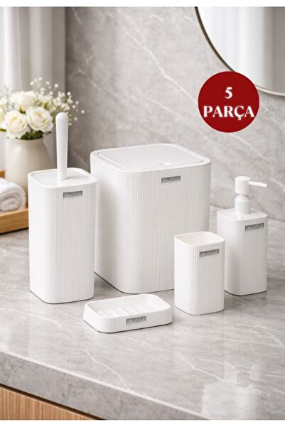 Okyanus Home Set de baie pătrat cu dungi albe Mina