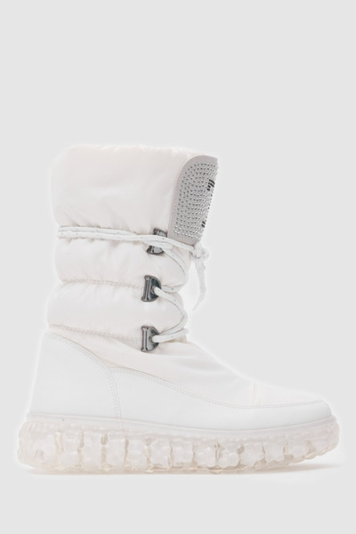 TOGO Beyaz Paraşüt Kumaş & Vegan Deri Suya Dayanıklı İçi Kürklü Fermuarlı Kad...