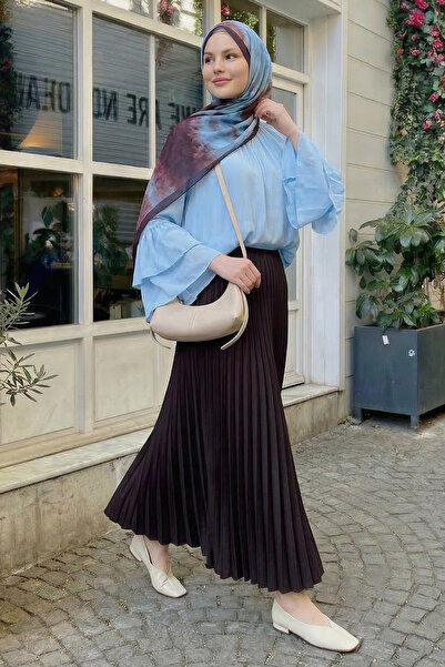 InStyle Fusta mov plisată cu elastic ascuns