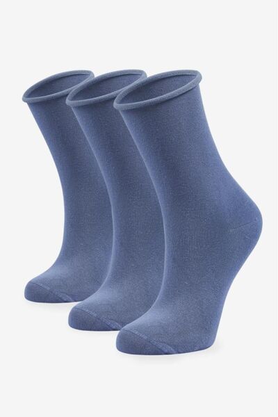 Bolero Γυναικείες κάλτσες μπαμπού 3 τεμαχίων Roll Top Elastic Indigo