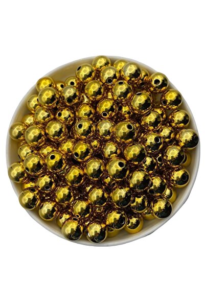 Hedef Bijuteri 14mm zlatne/zlatno žute sjajne metalizovane plastične perle, m...