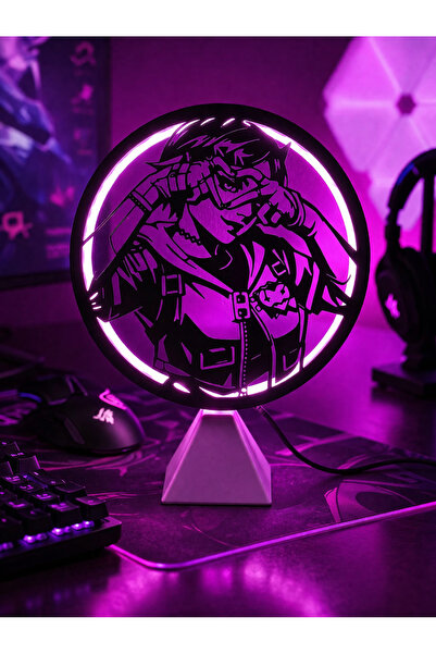 CELESSE Valorant Clove Halka LED Işıklı Masa Gece Lambası Gamer Oyun Odası De...
