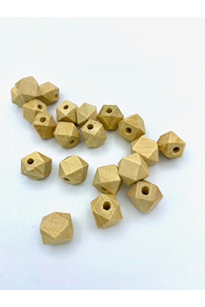 Hedef Bijuteri 12mm Geometrik Desenli Elmas Kesim Ham Ahşap Tahta Boncuk (12 ...
