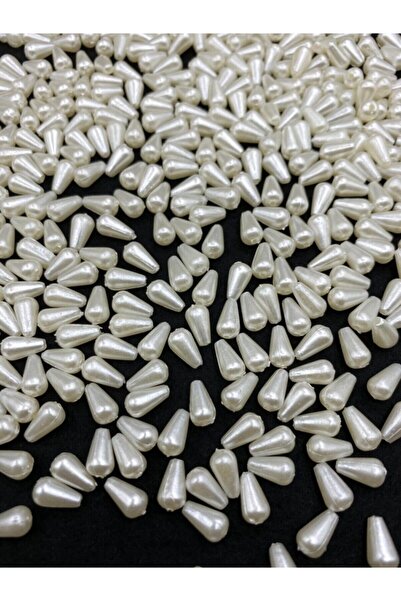 Hedef Bijuteri 6x10mm Krem Renk Plastik Damla Model Inci Boncuk ,inci Takı Ak...