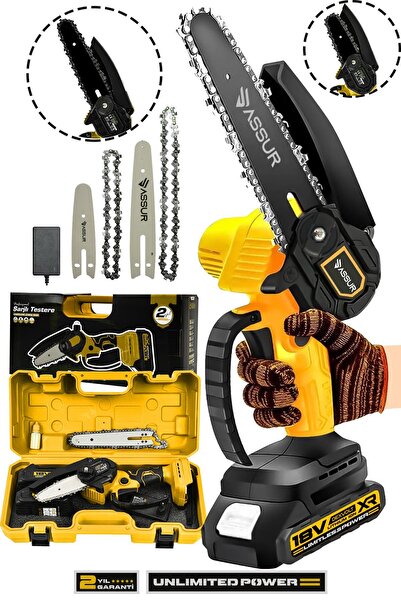 ASSUR PLUS Profesonel Metal Dişli 18v 1.5ah Şarjlı Dal Budama Testeresi