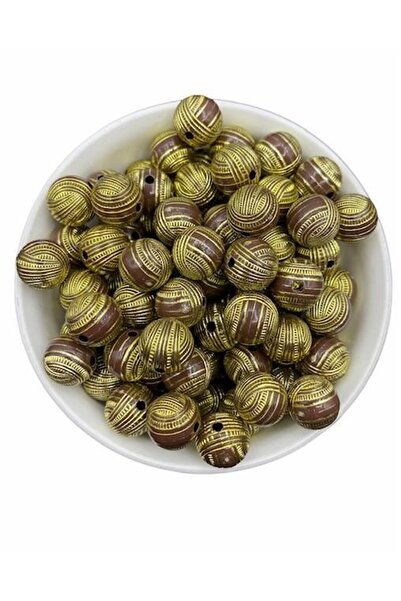 Hedef Bijuteri Mărgele maro aurite de 15 mm, confecționare bijuterii (100gr, ...
