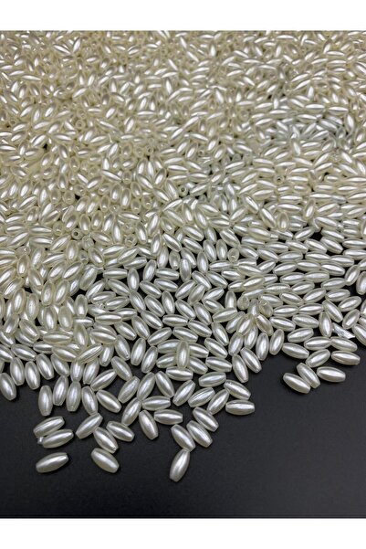 Hedef Bijuteri 25gr 4x8mm Arpa Model Lüks Kaplama Krem Inci Boncuk, Takı Yapı...