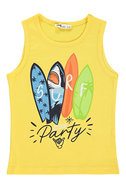 Civil Boys Μπλουζάκι με στάμπα Surf Party για 2-5 ετών - Κίτρινο