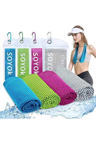 Arabest 4-Pack Microfiber Cooling Towels for Neck & Face, Gym Workout, Runnin...
