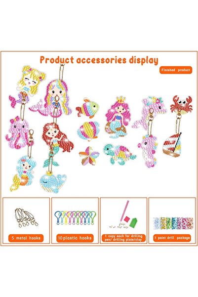 Arabest 32-Piece 5D Diamond Painting Kit, Unicorn & Mermaid Arts & Crafts Key...