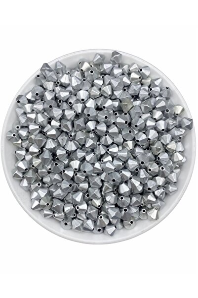 Hedef Bijuteri 50gr 8mm mărgele piramidale de culoare argintiu metalic mat, m...
