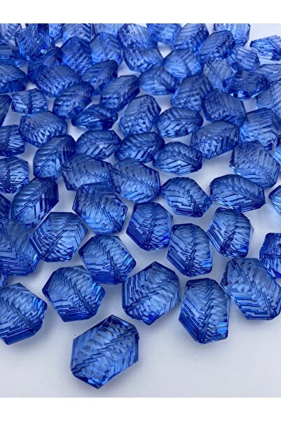 Hedef Bijuteri 100gr Mărgele acrilice model Saks Blue Big Striped Herringbone...