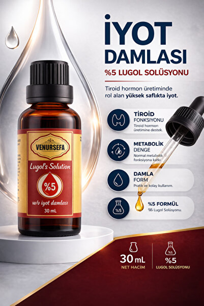 Venur Sefa Sağlığınız İçin Lugol’s Solution %5 İyot Damla 30 Ml – Takviye Edi...