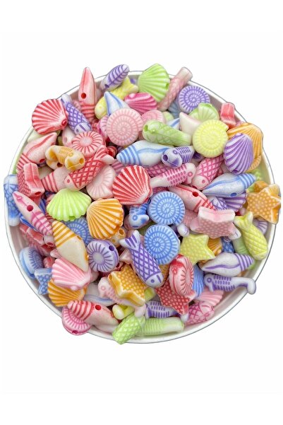 Boncuk 25gr Pastel Mixed Ocean, Figurină cu creaturi subacvatice, Mărgele pen...