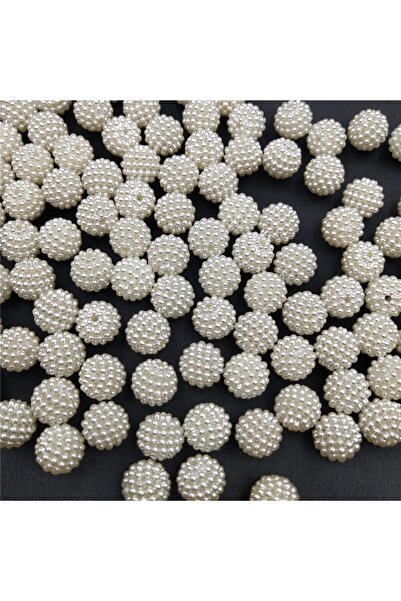 Hedef Bijuteri 50 Gr 14mm Krem Renk Parçalı Böğürtlen İnci Boncuk Takı Yapım Boncuğu (~52 Adet)