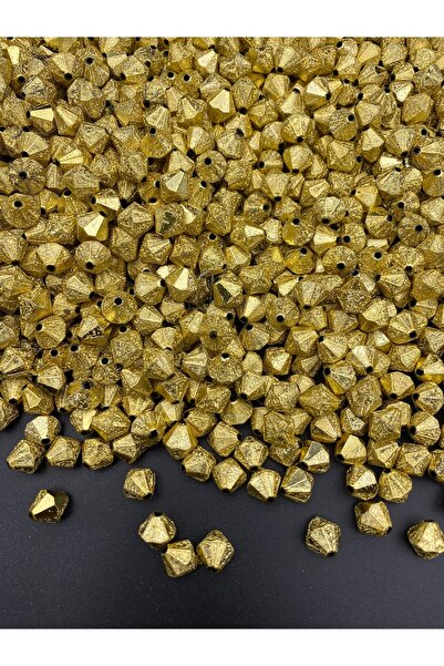 Hedef Bijuteri 100gr 10mm Mărgele piramidale aurii aurite, Confecționare biju...