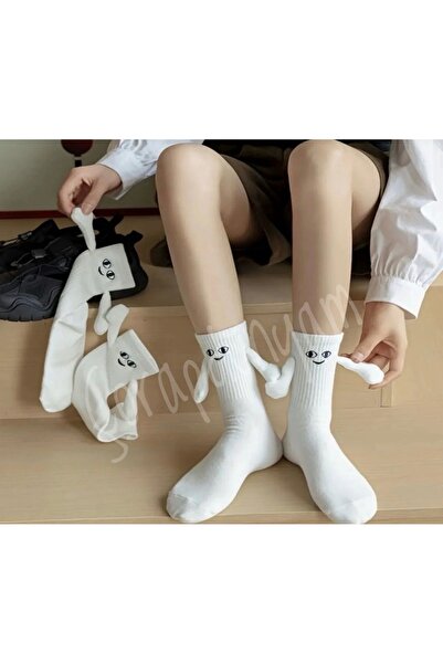 çorapdunyam 1 ζευγάρι λευκές κάλτσες με μαγνήτες που κρατιούνται χέρι-χέρι, α...