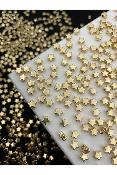 Hedef Bijuteri 50 adet Gold/ Altınsarısı 6mm CCB Yıldız,Metalize Metal Görünümlü Plastik Yıldız Boncuk,Takı Boncuğu