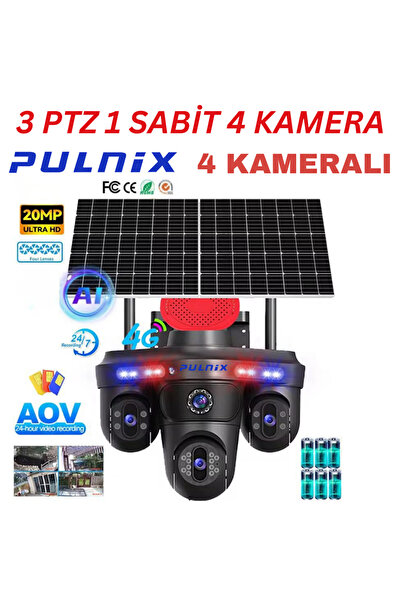 Pulnix 4 KAMERALI 3 PTZ SOLAR KAMERA 4G SOLAR KAMERA AOV TEKNOLOJİSİ 7/24 SÜR...