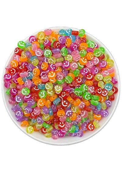 Hedef Bijuteri 25gr Mărgele cu față zâmbitoare, plate, multicolore, transpare...