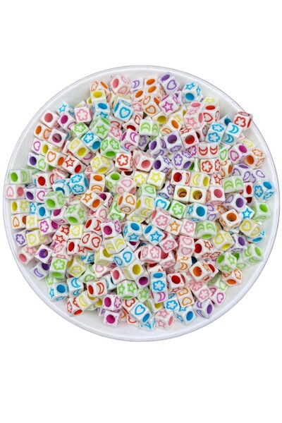Hedef Bijuteri 25gr 6mm Simbol cub, mărgele de culori mixte pe fundal alb, st...