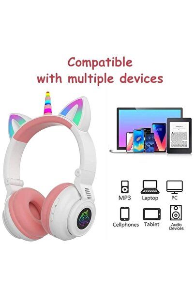 Arabest Foldable Unicorn Wireless Bluetooth Headphones for Girls, LED Light &...
