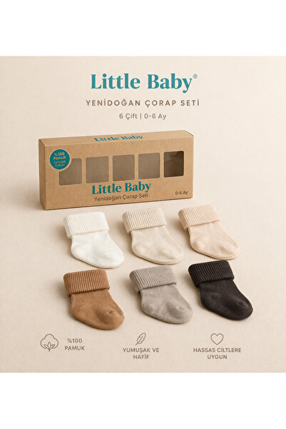 Little Baby 6 Çift Kutulu Bebek Çorabı 0-6 Ay Newborn Yeni Doğan