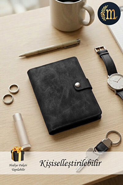 Customizable Custom Design Suede Faux Leather Card Holder Wallet Black