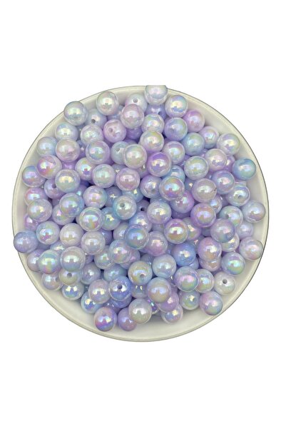 Hedef Bijuteri 100gr 10mm Mavi-Mor/Lila Ebruli Sedefli Janjanlı Pastel İnci B...