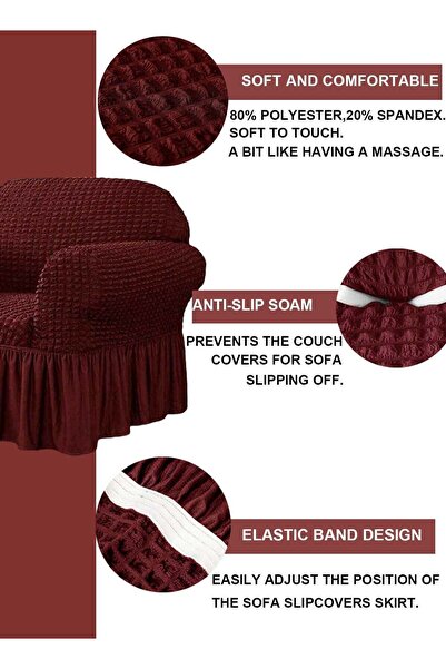 Arabest Elastic Sofa Cover with Skirt, Stretch Slipcover Washable Furniture P...