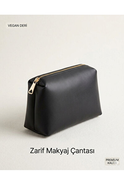 Kadın Siyah Makyaj çantası Suni Deri Düzenleyici Organizer
