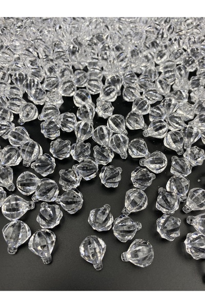 Hedef Bijuteri 50gr Balon,Sarımsak Model Şeffaf Akrilik Boncuk Sallantılı Avi...