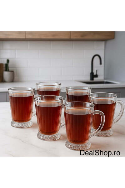 dealshopromania Σετ 6 γυάλινων ποτηριών Max Mug 220 ml φλιτζάνια καφέ και τσα...