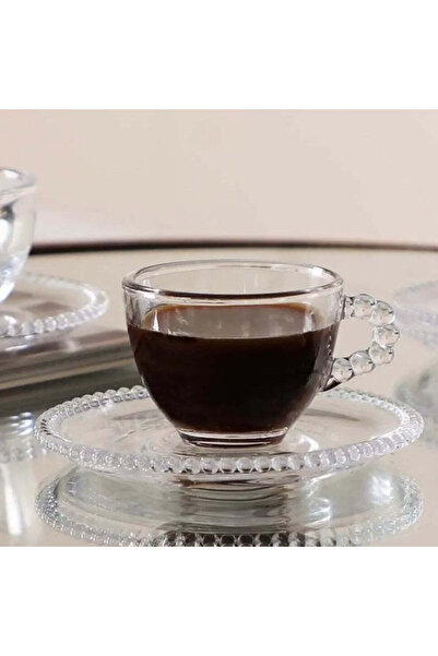 dealshopromania Σετ 6 φλιτζανιών 200 ml + 6 γυάλινες πιατέλες, σχέδιο με μαργ...