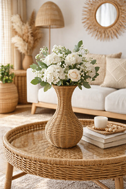 Emsay Store Vază decorativă din răchită – Decor pentru living în stil boem 18...