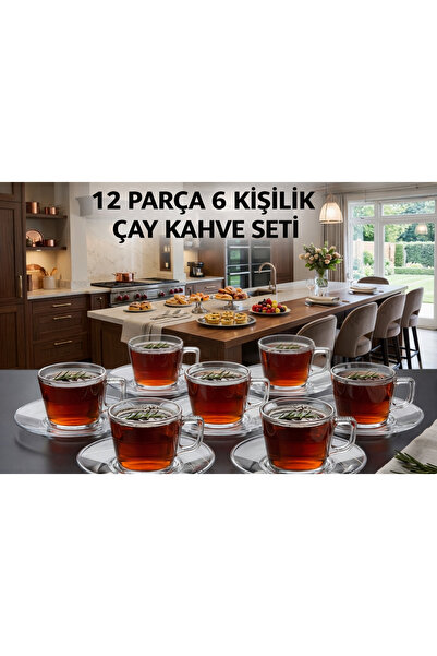 DİBA AVM 12 Parça  ÇAY Nescafe Fincan Seti lüks 6 KİŞİLİK ÇAY FİNCANİ 12 Parç...