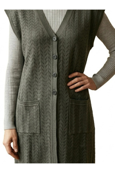 TEK Εποχιακό Mercerized Mother Long Γιλέκο / Ανθρακί