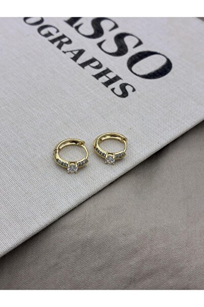 Hedef Bijuteri Xuping Gold Color Hoop Earrings with Round Zircon Stone