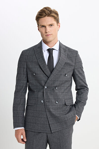 ALTINYILDIZ CLASSICS Ανδρικό ελαστικό κοστούμι ανθρακί εφαρμοστό με λεπτή εφα...