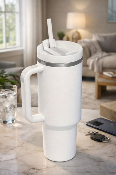 esdekor 40 oz Paslanmaz Çelik Termos Yalıtımlı Bardak Saplı Pipetli BPA FREE ...