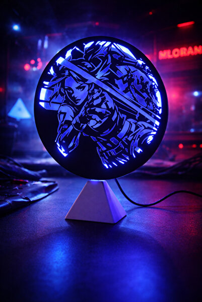 CELESSE Valorant Neon Ajan Halka LED Mavi Işıklı Masa Gece Lambası Gamer Oyun...